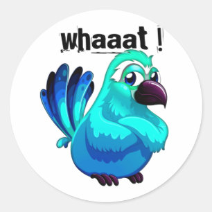 Sticker Rond Oiseau bleu dessiné en colère