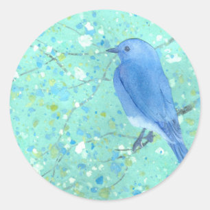 Sticker Rond Oiseau bleu léger et sensible