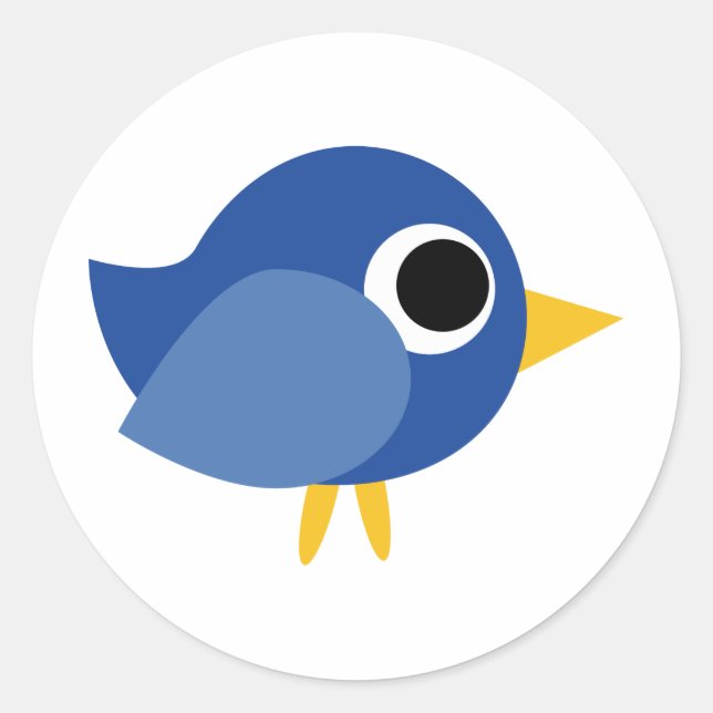 Sticker Rond Oiseau bleu mignon (Devant)
