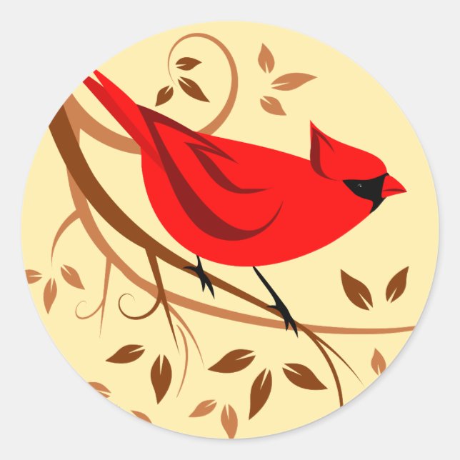 Sticker Rond Oiseau cardinal commun (Devant)
