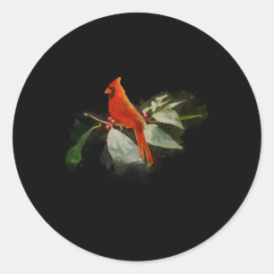 Sticker Rond Oiseau cardinal rouge sauvage
