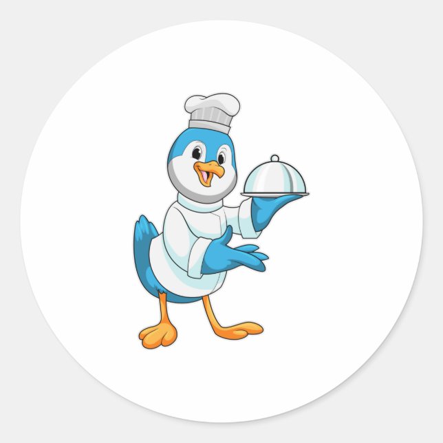 Sticker Rond Oiseau comme cuire avec Platter (Devant)