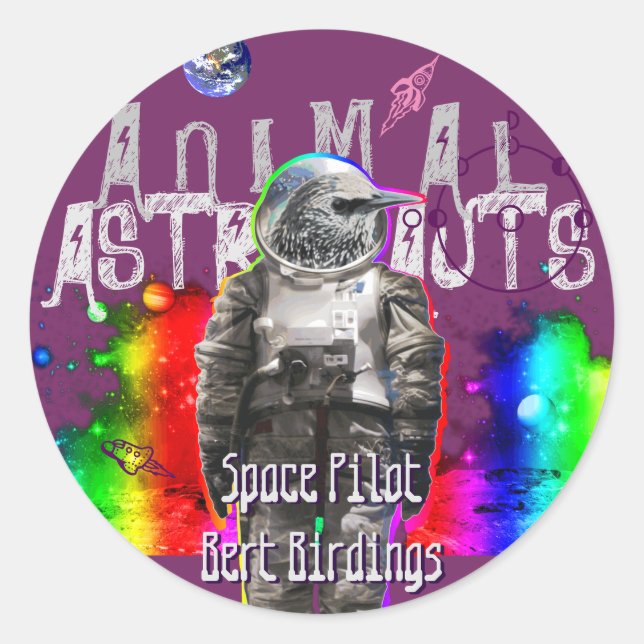 Sticker Rond Oiseau d'Astro (Devant)