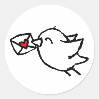 Sticker Rond oiseau de courrier heureux