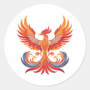 Sticker Rond Oiseau de feu mythologique fantastique lumineux