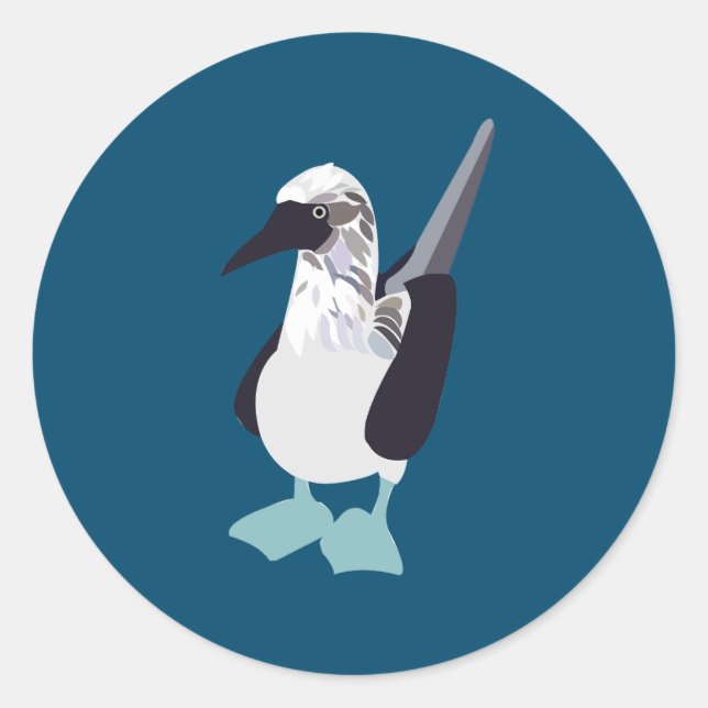 Sticker Rond Oiseau de mer recouvert de bleu (Devant)