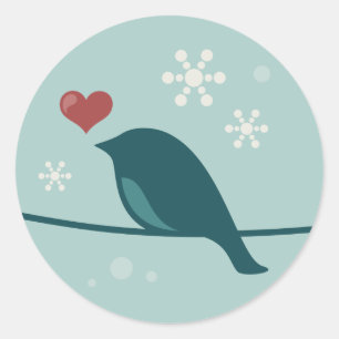 Sticker Rond Oiseau de neige