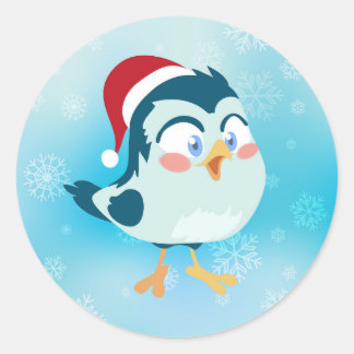 Sticker Rond Oiseau de Noël