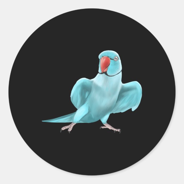Sticker Rond Oiseau de perroquet bleu indien Ringneck (Devant)