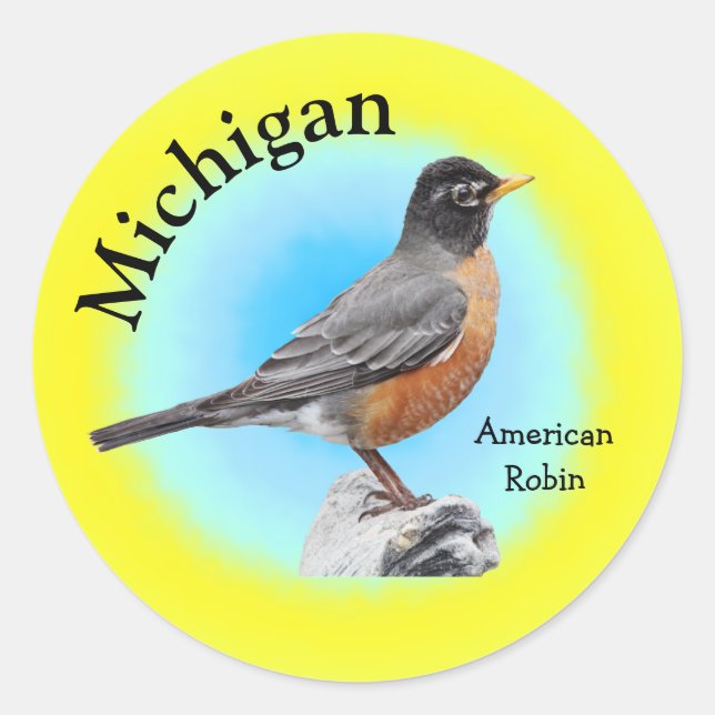 Sticker Rond Oiseau d'État du Michigan (Devant)