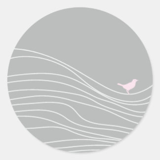 Sticker Rond Oiseau gris