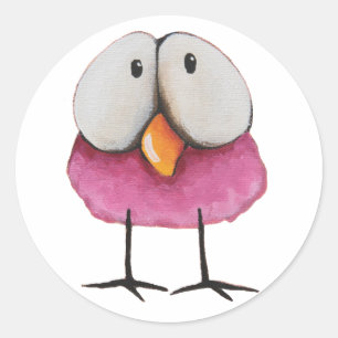 Sticker Rond Oiseau rose