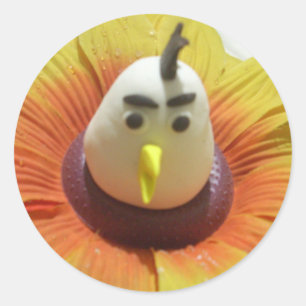 Sticker Rond Oiseau sculpté en Tournesol Imprimer