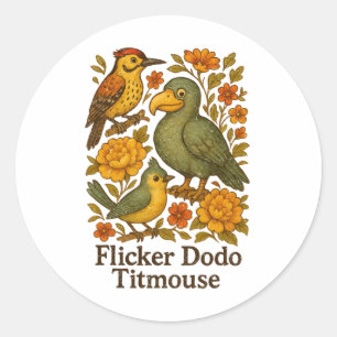 Sticker Rond Oiseau subtil anti Trump Bird Flicker Dodo Mésange