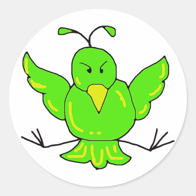 Sticker Rond oiseau vert (Devant)