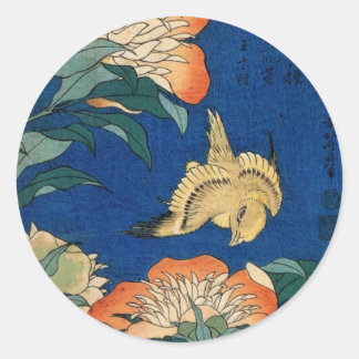 Sticker Rond Oiseau vintage japonais