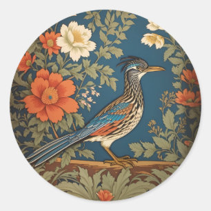 Sticker Rond Oiseau William Morris inspiré par l'élégant coureu