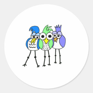 Sticker Rond Oiseaux caricaturaux