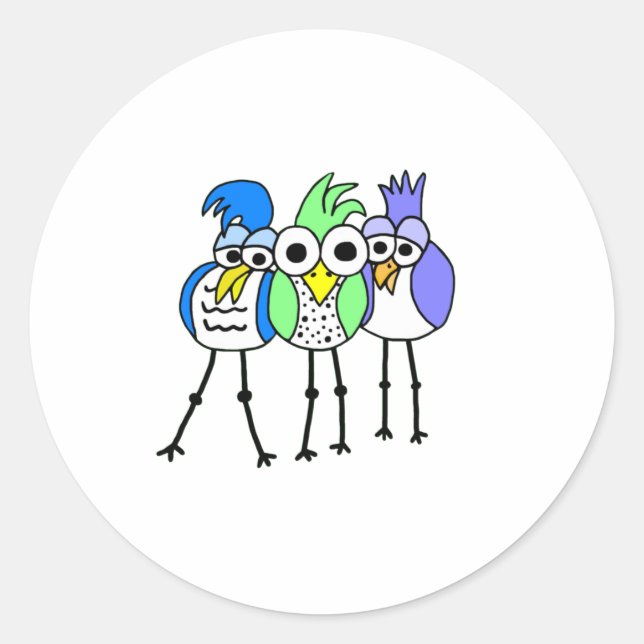 Sticker Rond Oiseaux caricaturaux (Devant)