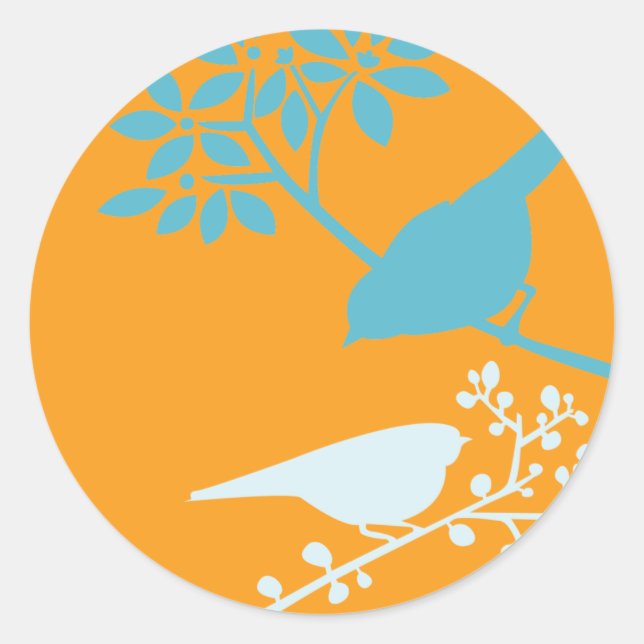 Sticker Rond Oiseaux Colorés (Devant)