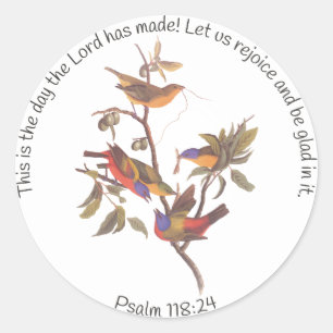 Sticker Rond Oiseaux de Bunting Peint Audubon dans une prune de