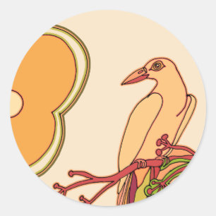 Sticker Rond Oiseaux lunaires