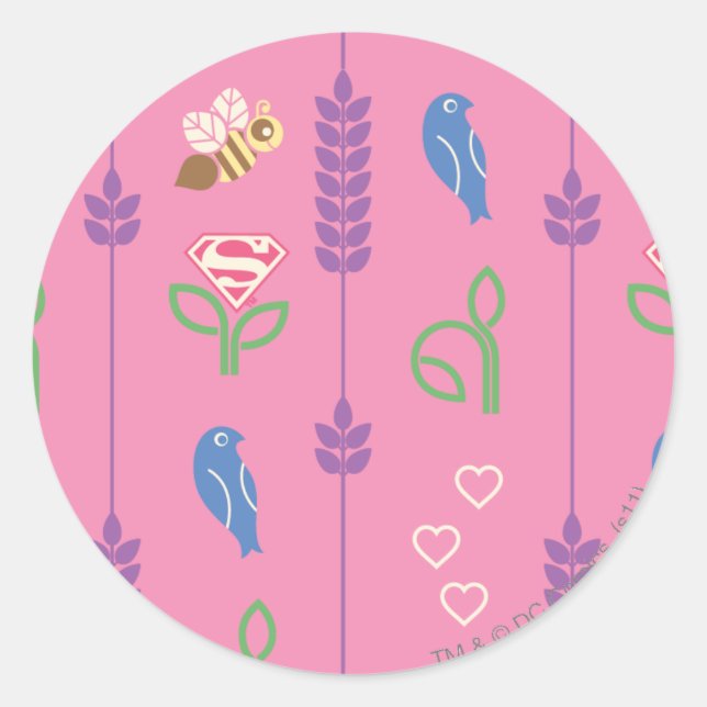 Sticker Rond Oiseaux superfilles, abeilles, arbres (Devant)