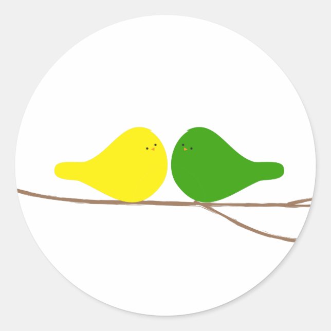 Sticker Rond Oiseaux sur une branche (Devant)