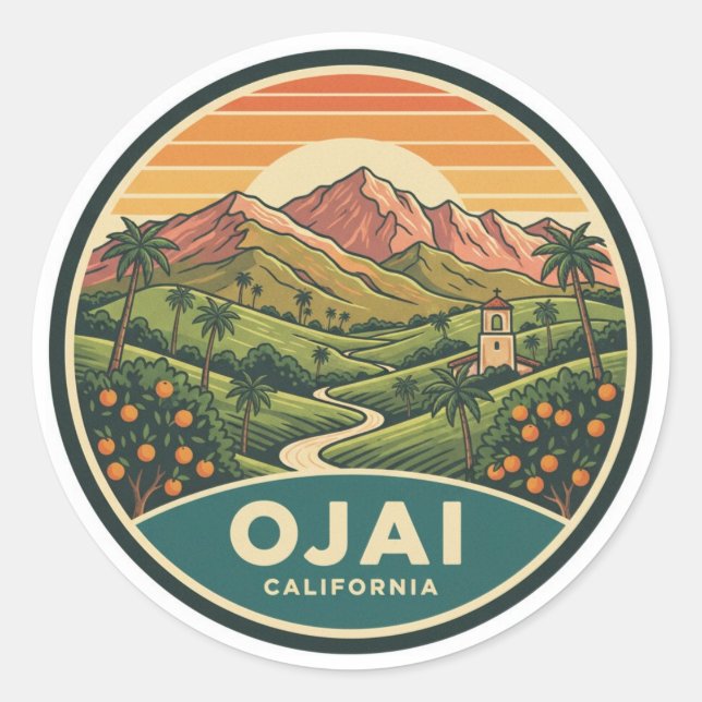 Sticker Rond Ojai California (Devant)