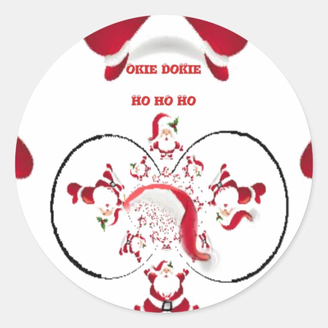 Sticker Rond Oki Dokie Père Noël ! (Devant)