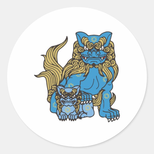 Sticker Rond Okinawa Shisha ー Apprendre 沖 縄 (Devant)