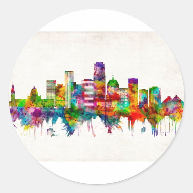 Sticker Rond Oklahoma City Oklahoma Skyline (Devant)