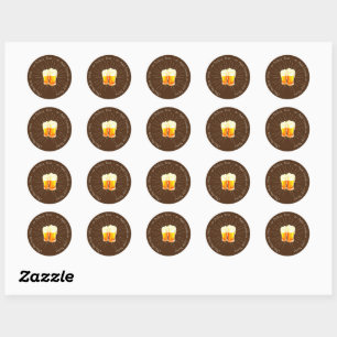 Sticker Rond Oktoberfest 20xx Lunettes de bière Brown Sunburst