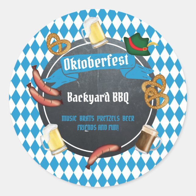 Sticker Rond Oktoberfest Bavarian Beer Jardin BBQ Party Paper (Devant)