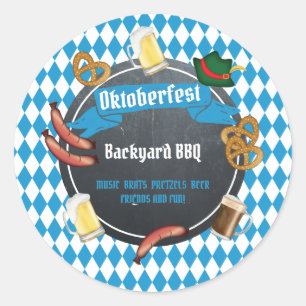 Sticker Rond Oktoberfest Bavarian Beer Jardin BBQ Party Paper