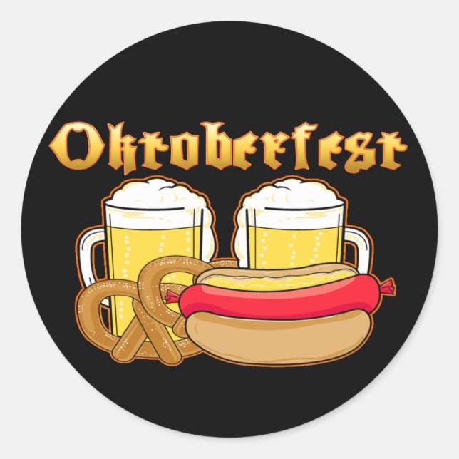 Sticker Rond Oktoberfest Bière Bratwurst Pretzel (Devant)