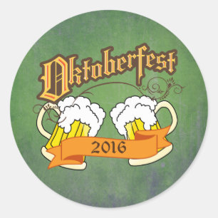 Sticker Rond Oktoberfest Festival allemand Bière Steins Typogra