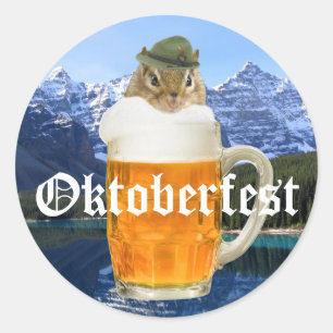 Sticker Rond Oktoberfest Fête de la bière fête des animaux