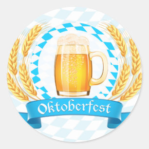 Sticker Rond Oktoberfest Frothy Beer Mug