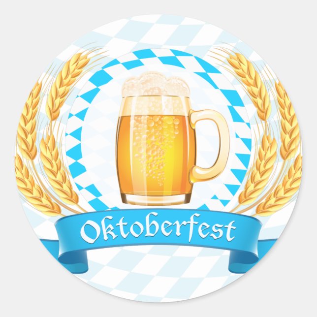 Sticker Rond Oktoberfest Frothy Beer Mug (Devant)