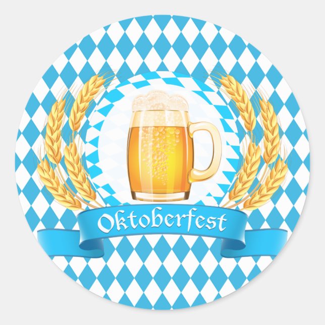 Sticker Rond Oktoberfest Frothy Beer Mug (Devant)