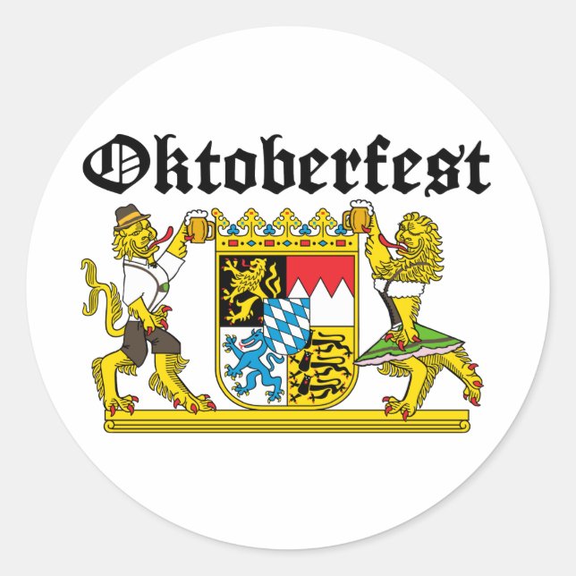 Sticker Rond Oktoberfest Leones con trajes (Devant)