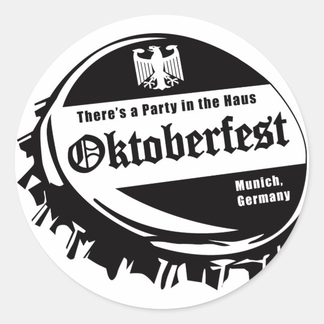 Sticker Rond Oktoberfest Party dans la Haus (Devant)