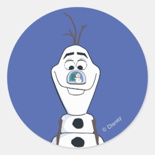Sticker Rond Olaf Avec Nez Snowglobe