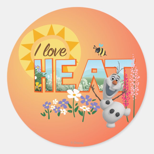 Sticker Rond Olaf | J'aime la chaleur et le soleil (Devant)