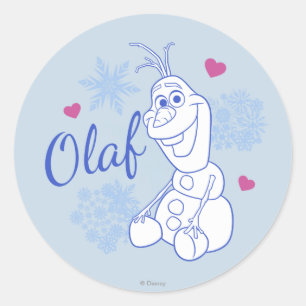 Sticker Rond Olaf Les flocons de neige