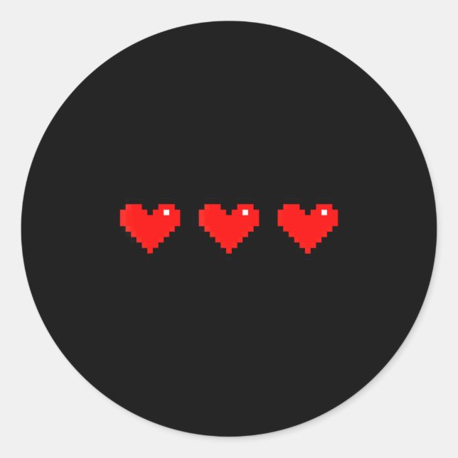 Sticker Rond Old 8 Bit Heart Arcade Retro Xel Gamer Valentine's (Devant)