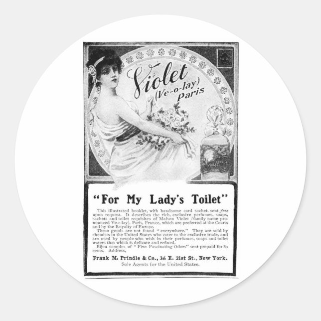 Sticker Rond Old Advert pour les toilettes de ma dame (Devant)