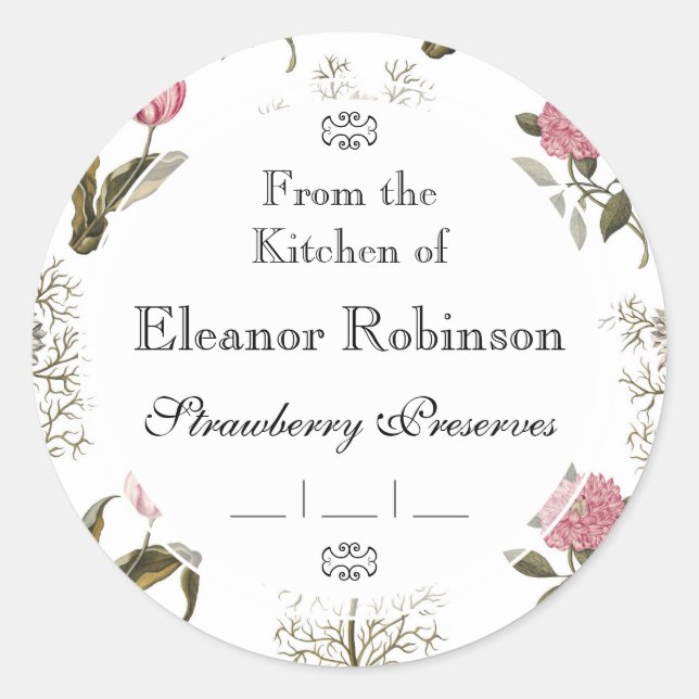 Sticker Rond Old English Garden Vintage (Devant)