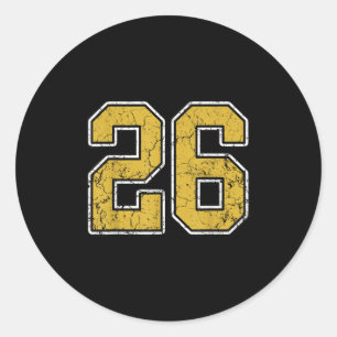 Sticker Rond Old Gold Black White Sports Numéro 26 Jersey Unifo